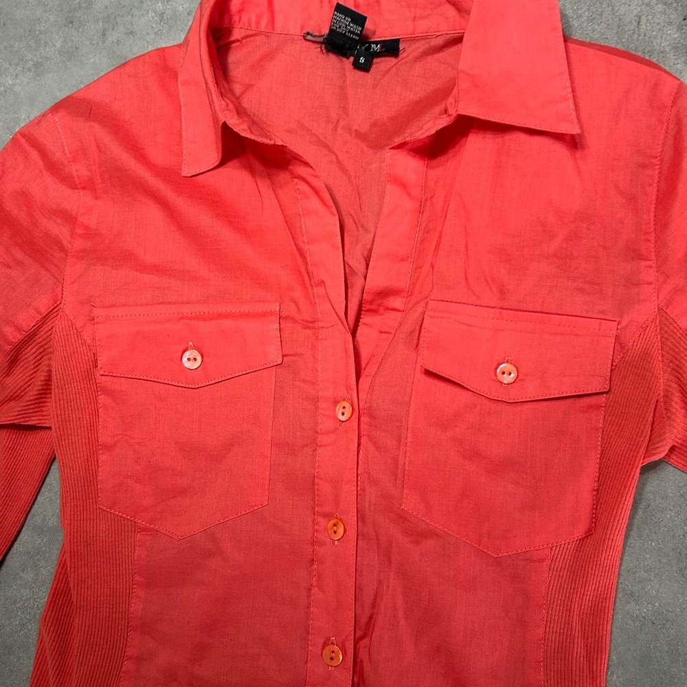 Vibrant Coral Button-Up Shirt